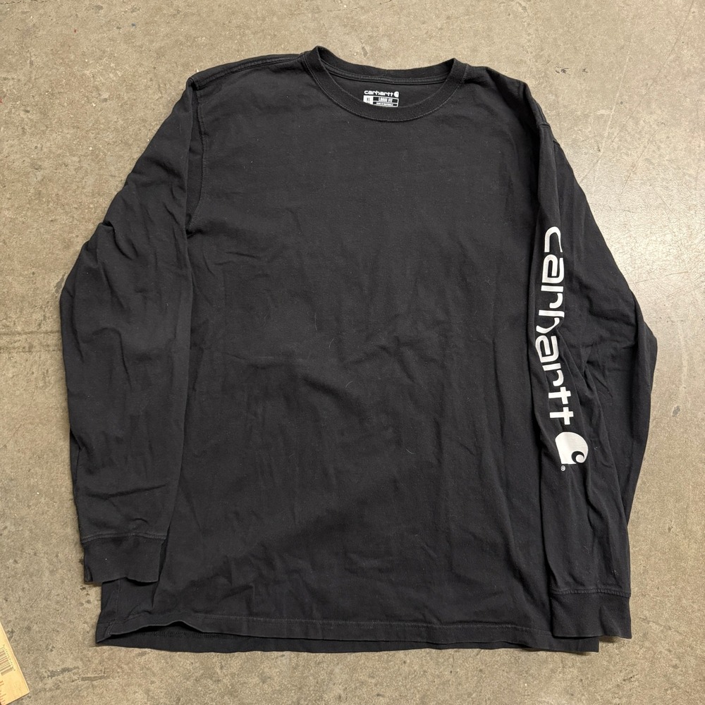 Carhartt‎ Mens XL Tall Black Long Sleeve Graphic Logo Loose Fit T-Shirt K286 BLK